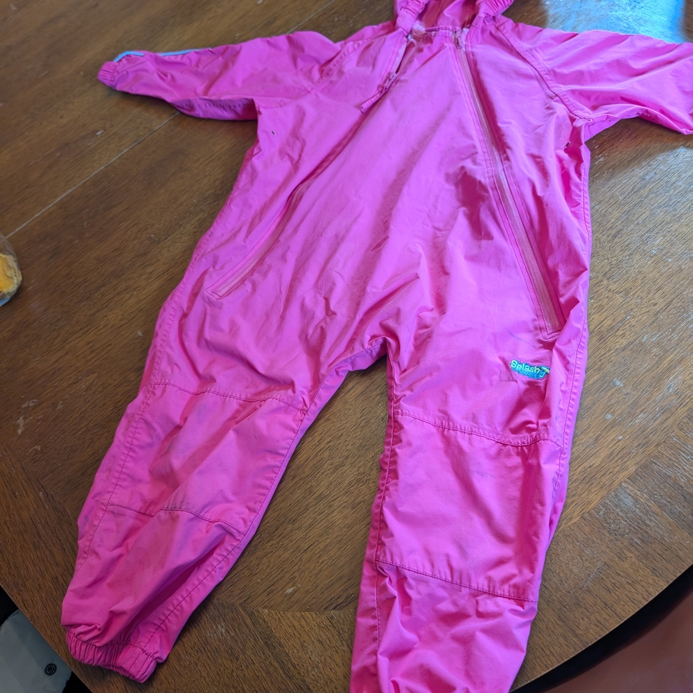 pink Splashy children's rain suit size 4t, Pink Rain Jacket, Rainsuit, Toddler